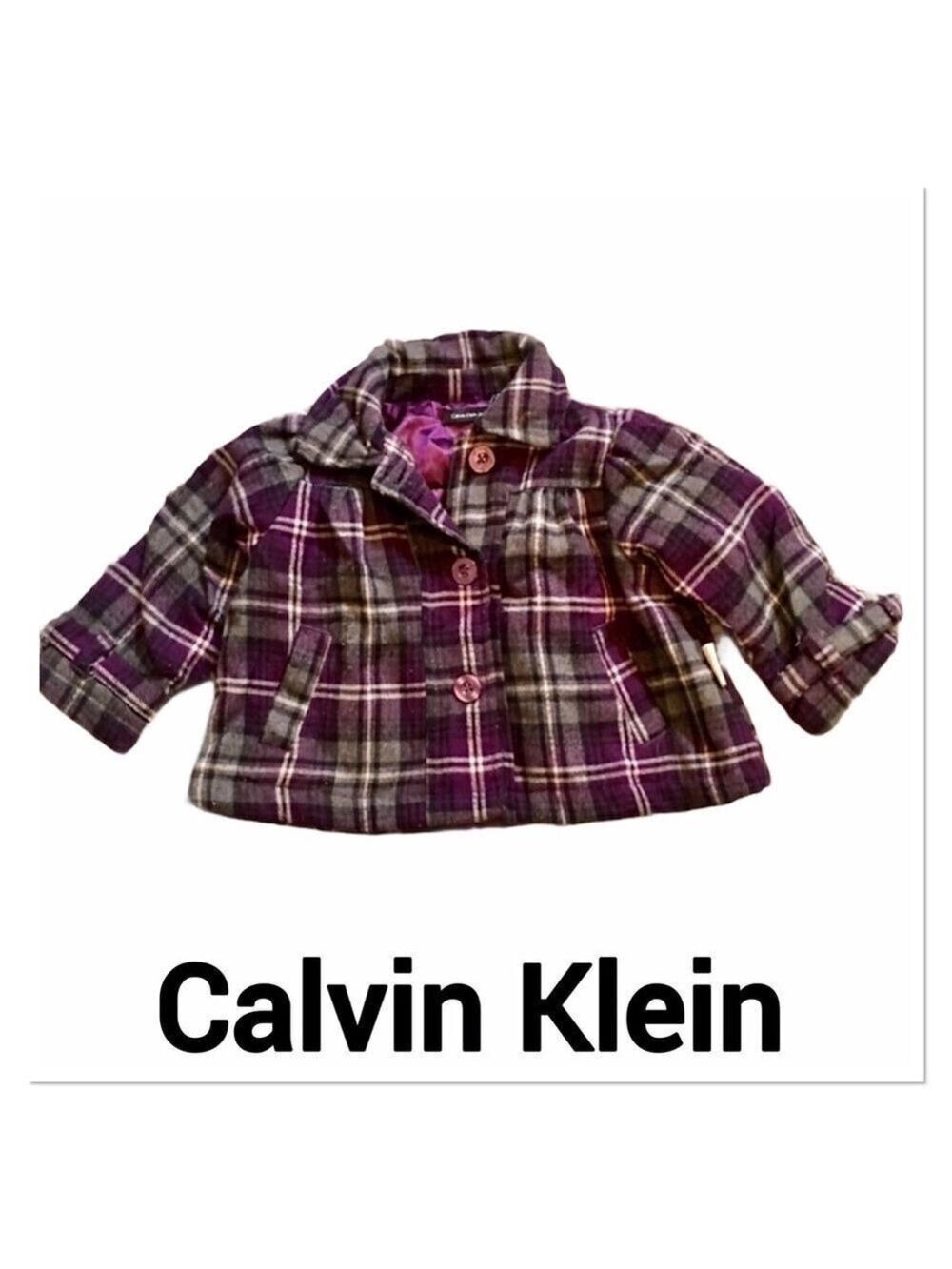 CALVIN KLEIN Purple Plaid Girls Coat 18 months